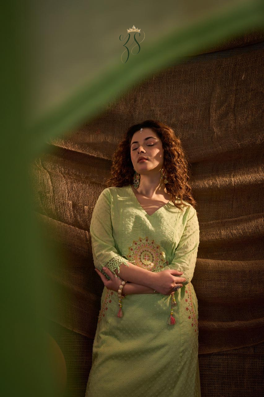 Pista Green Embroidered Kurta Set