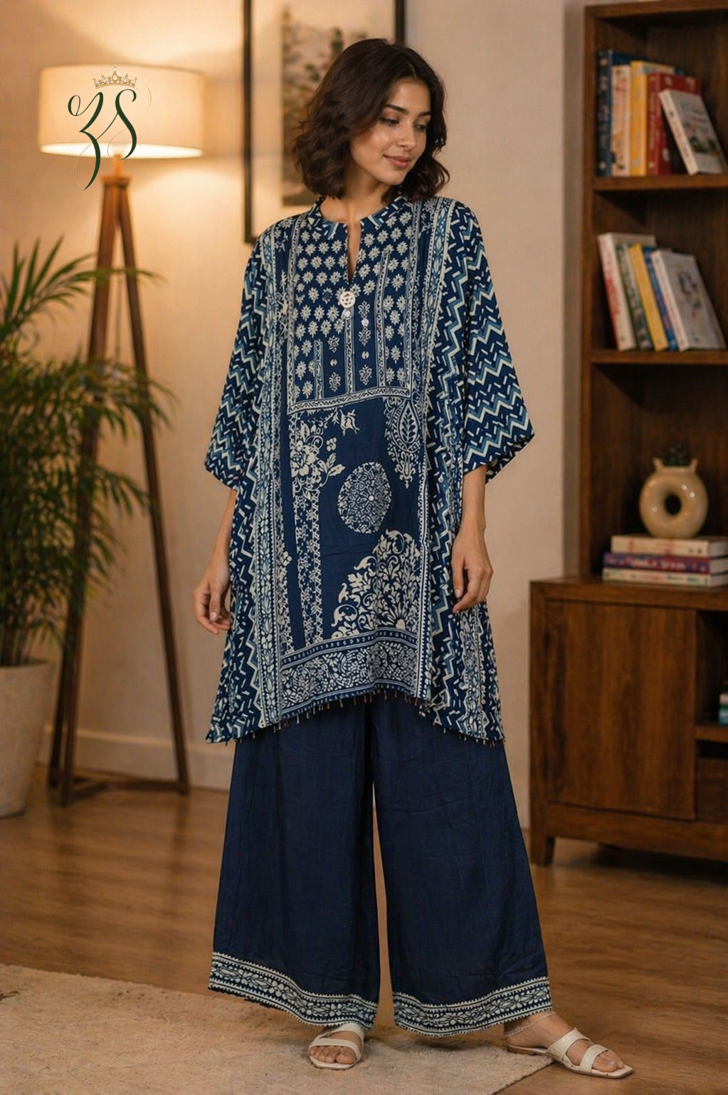 Indigo Printed Kurta & Palazzo Set