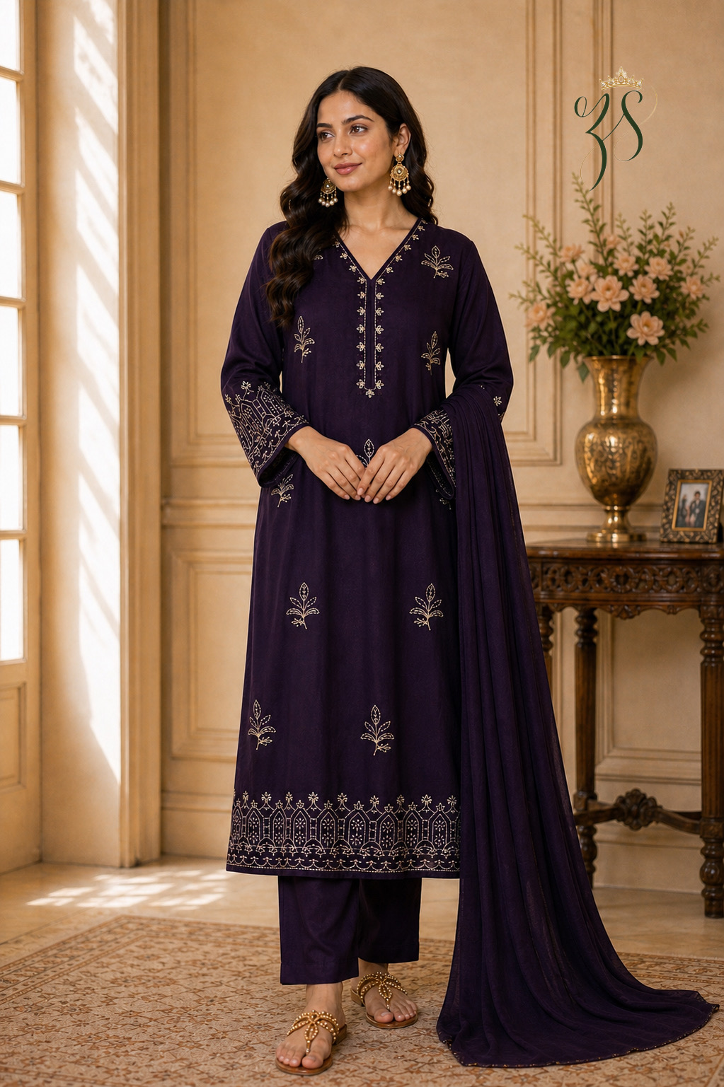 Deep plum/purple three-piece suit