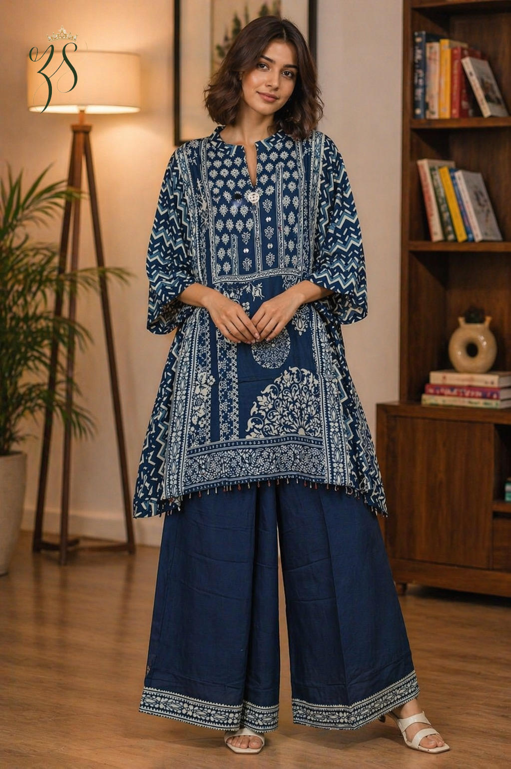 Indigo Printed Kurta & Palazzo Set