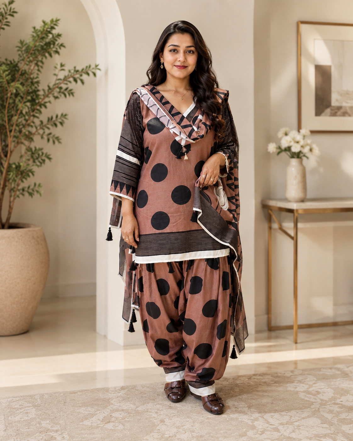 Mocha Brown Farsi Salwar Suit Set