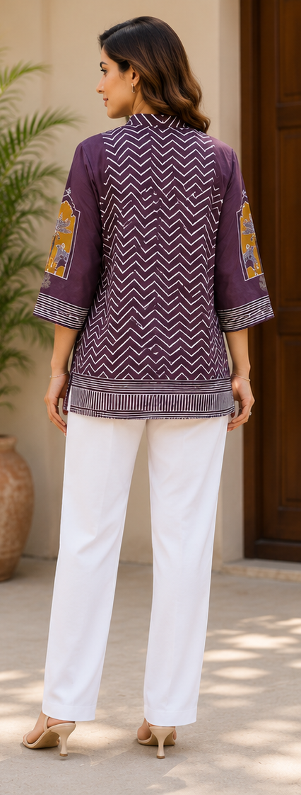 Purple Printed Crepe Shirt