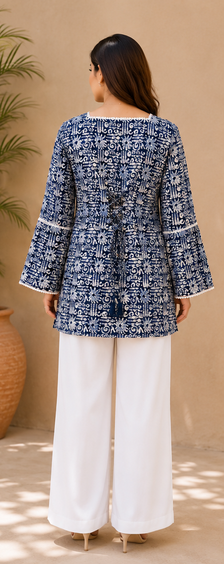 Indigo Blue Cotton Summer Kurta