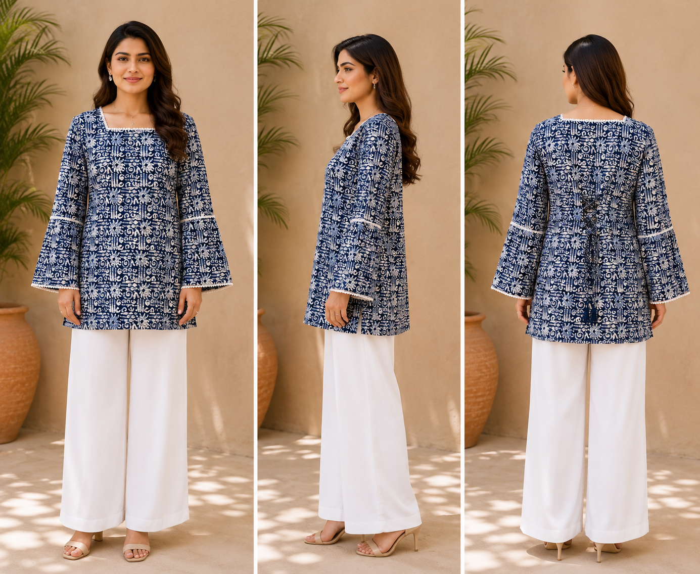 Indigo Blue Cotton Summer Kurta