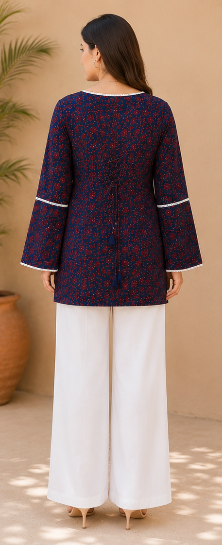 Purple Printed Cotton Kurta